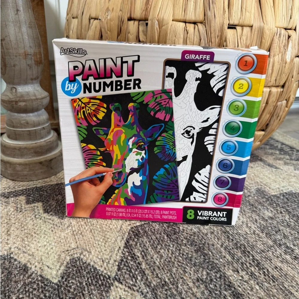 New Giraffe Paint-by-Number Kit — Vibrant Multicolor Set Retro Vibrant NIB